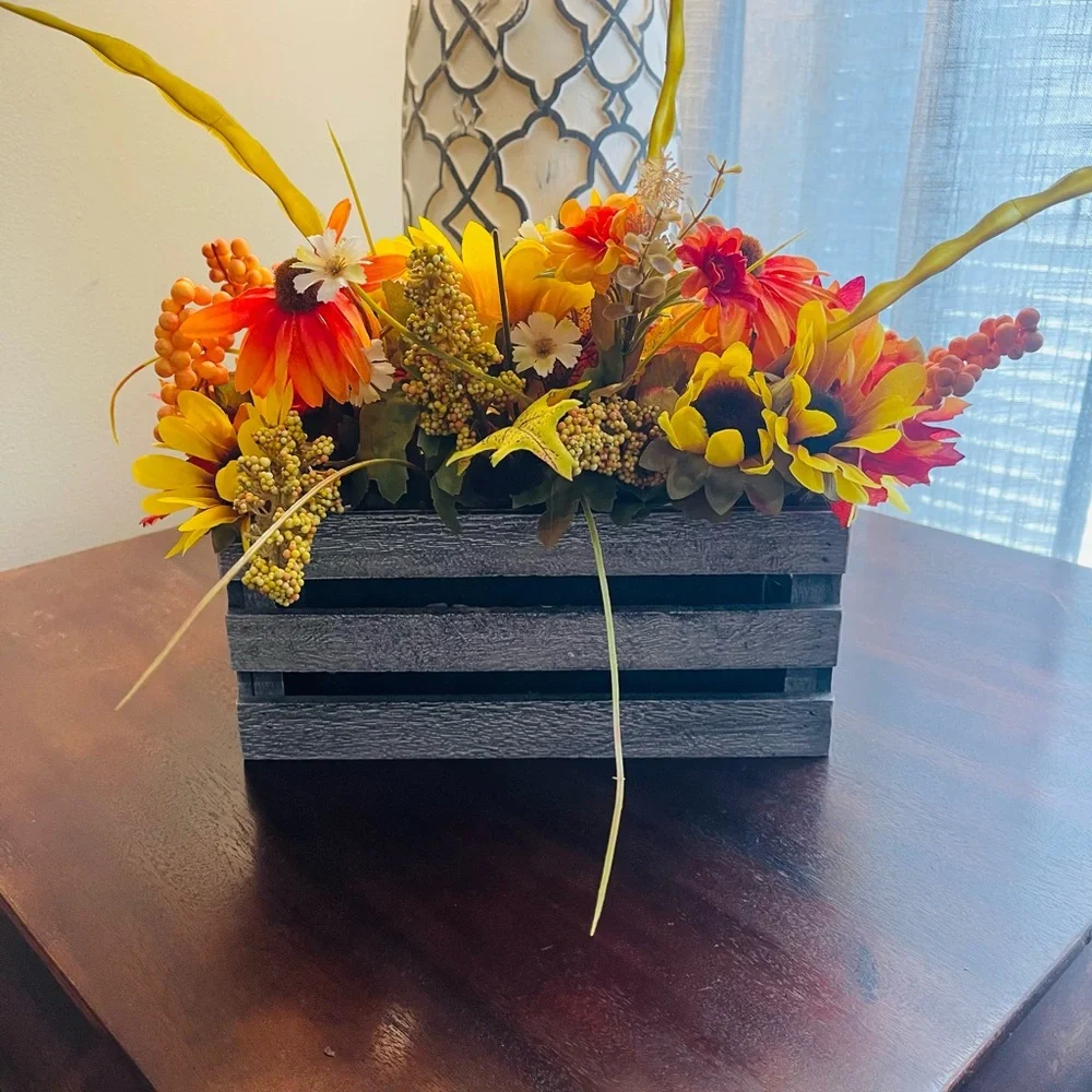 Autumn Floral Arrangement with Sunflowers and Pumpkins